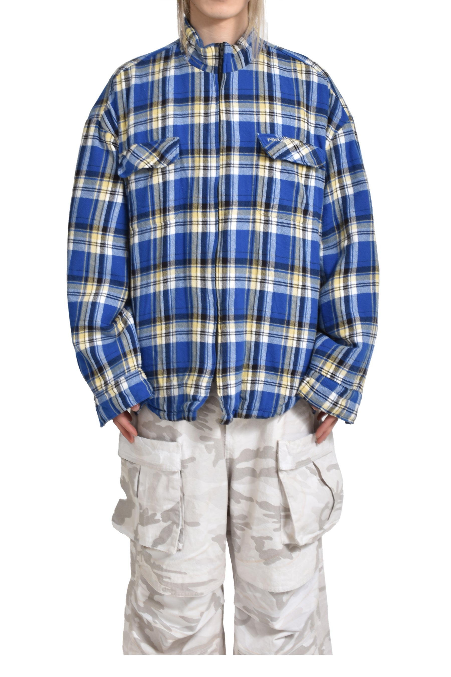 PADDED CHECK SHIRTS JACKET / BLU