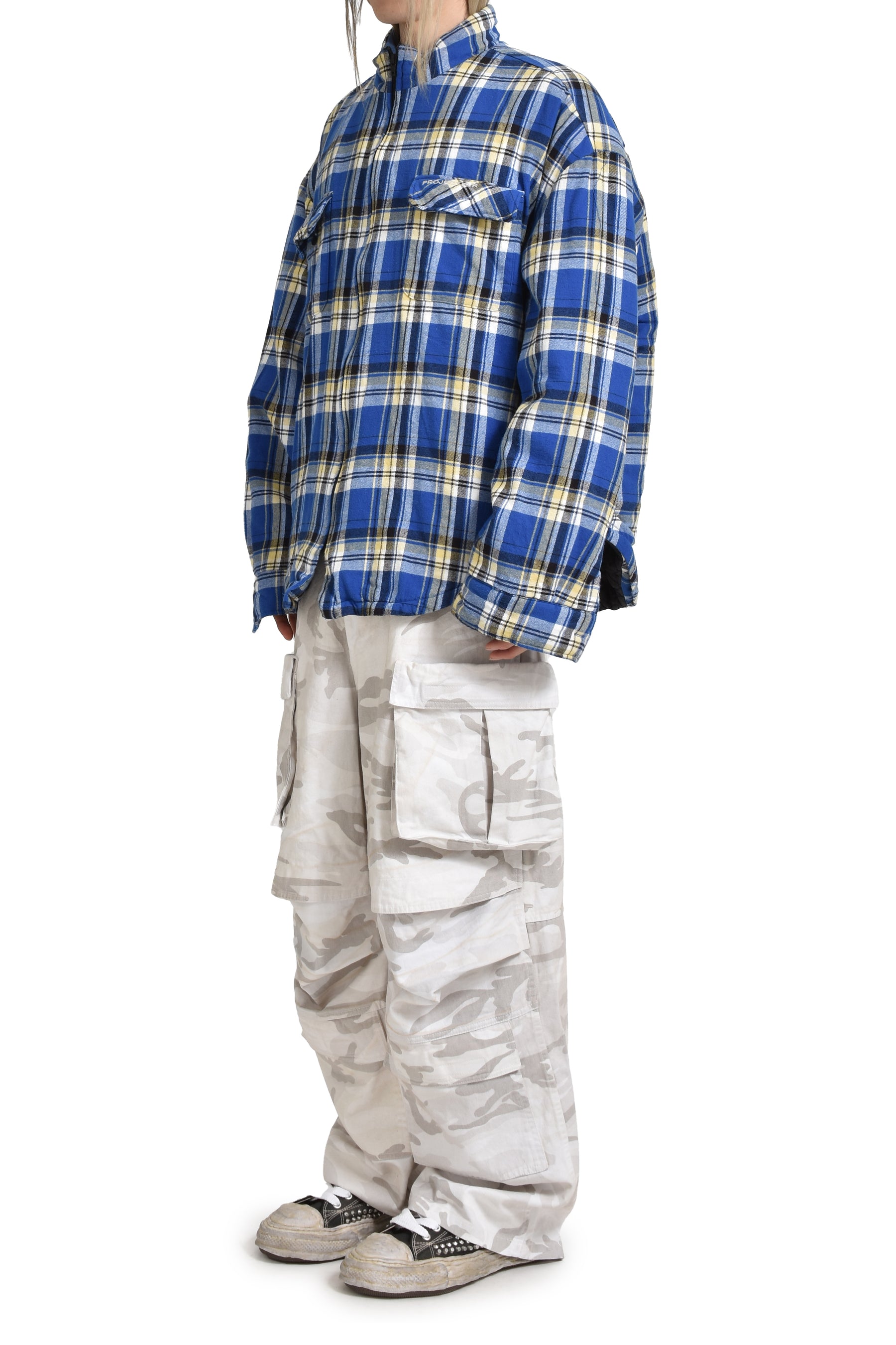 PADDED CHECK SHIRTS JACKET / BLU