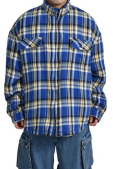 PADDED CHECK SHIRTS JACKET / BLU