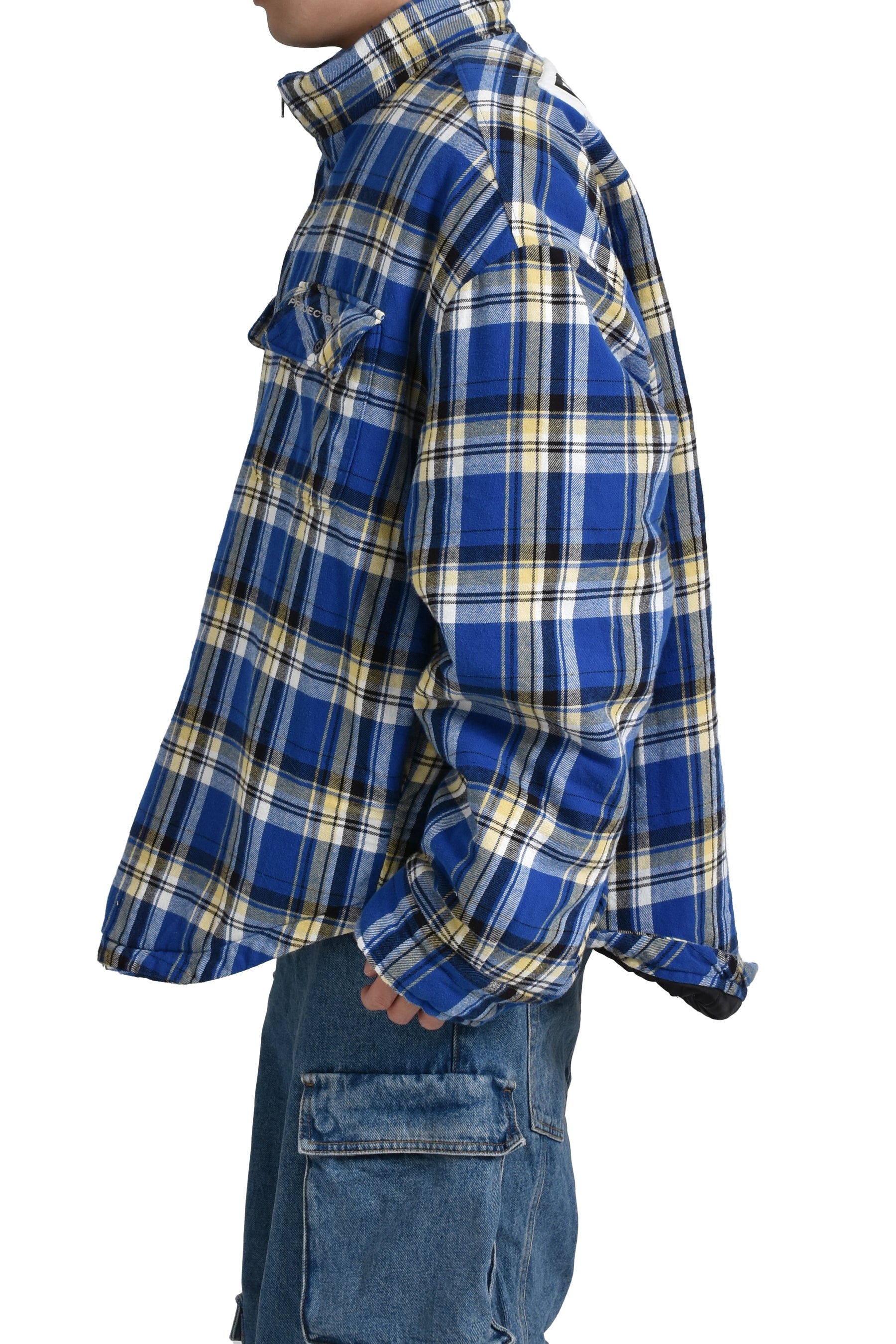 PADDED CHECK SHIRTS JACKET / BLU