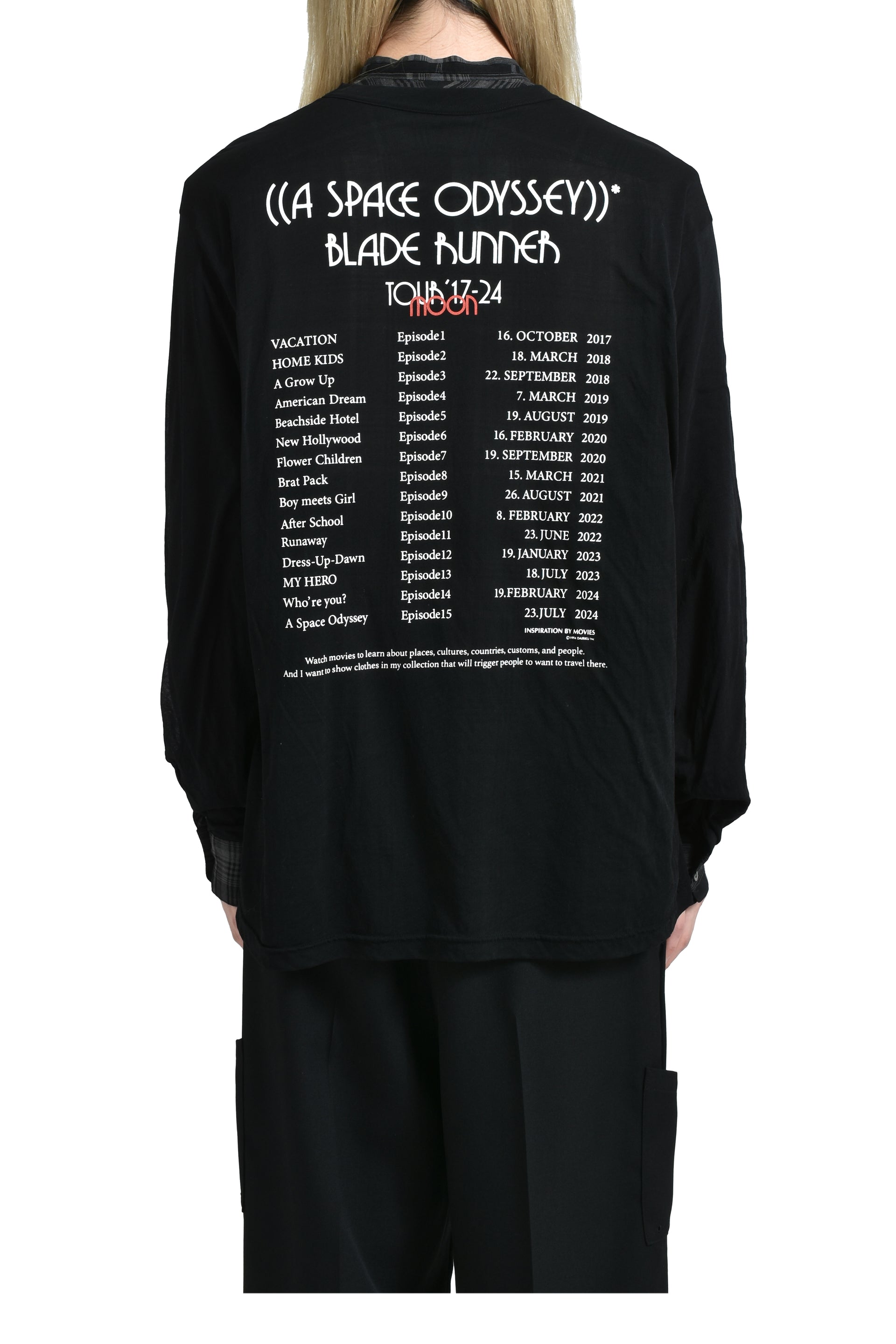 DAIRIKU SKELTON LAYERED CHECK TIE SHIRT / BLK&GRY