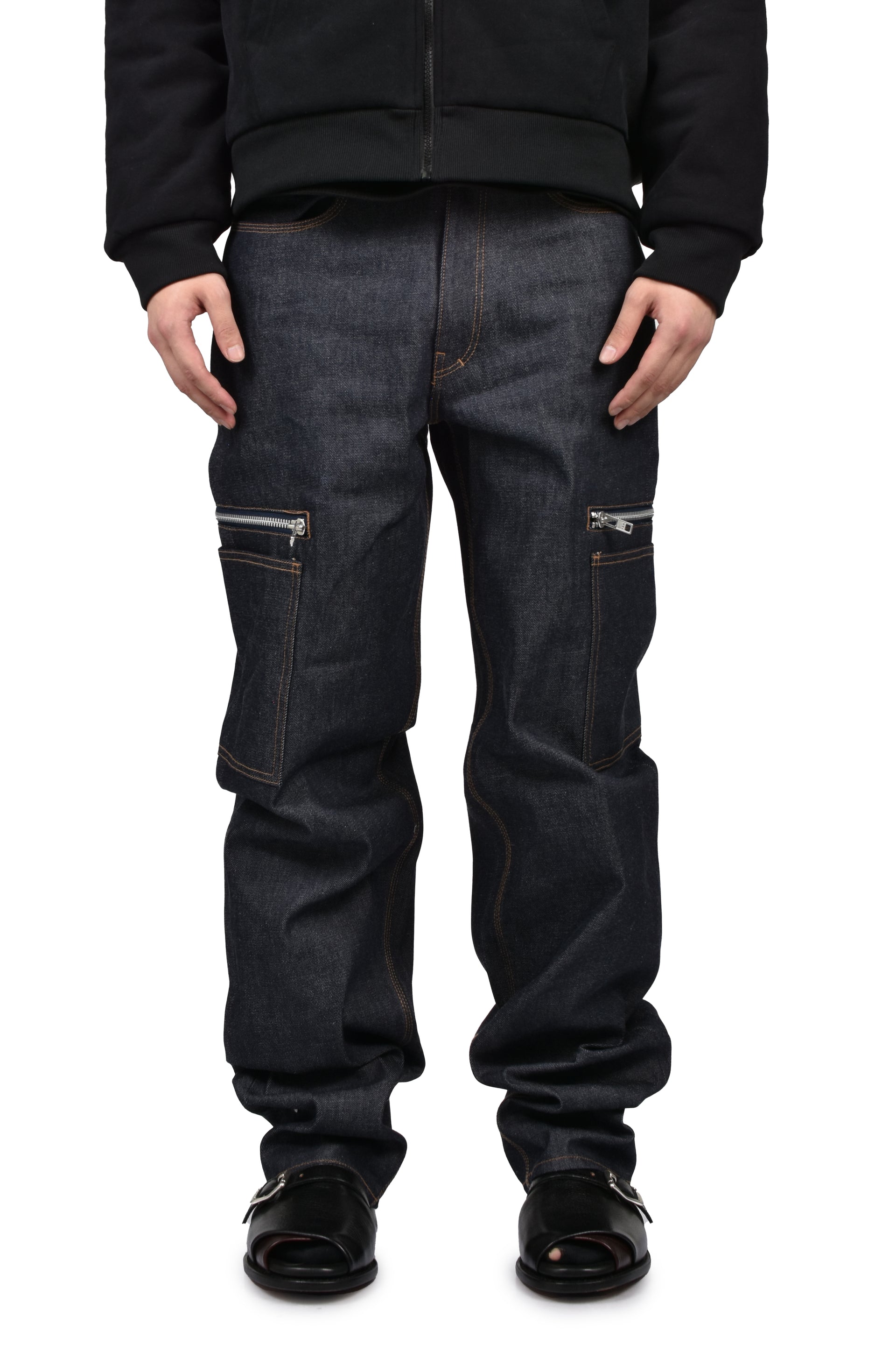 BLUE RAW JAPANESE DENIM ZIP POCKET WORK JEAN / RAW BLU