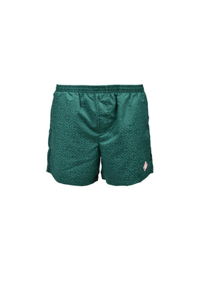 MONOGRAM JACQUARD SWIM SHORTS / GRN
