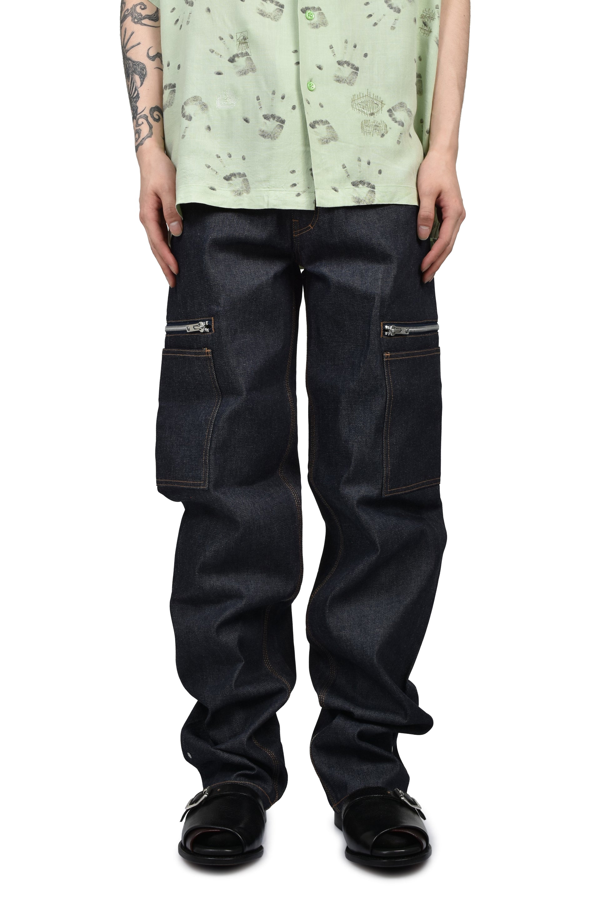 BLUE RAW JAPANESE DENIM ZIP POCKET WORK JEAN / RAW BLU