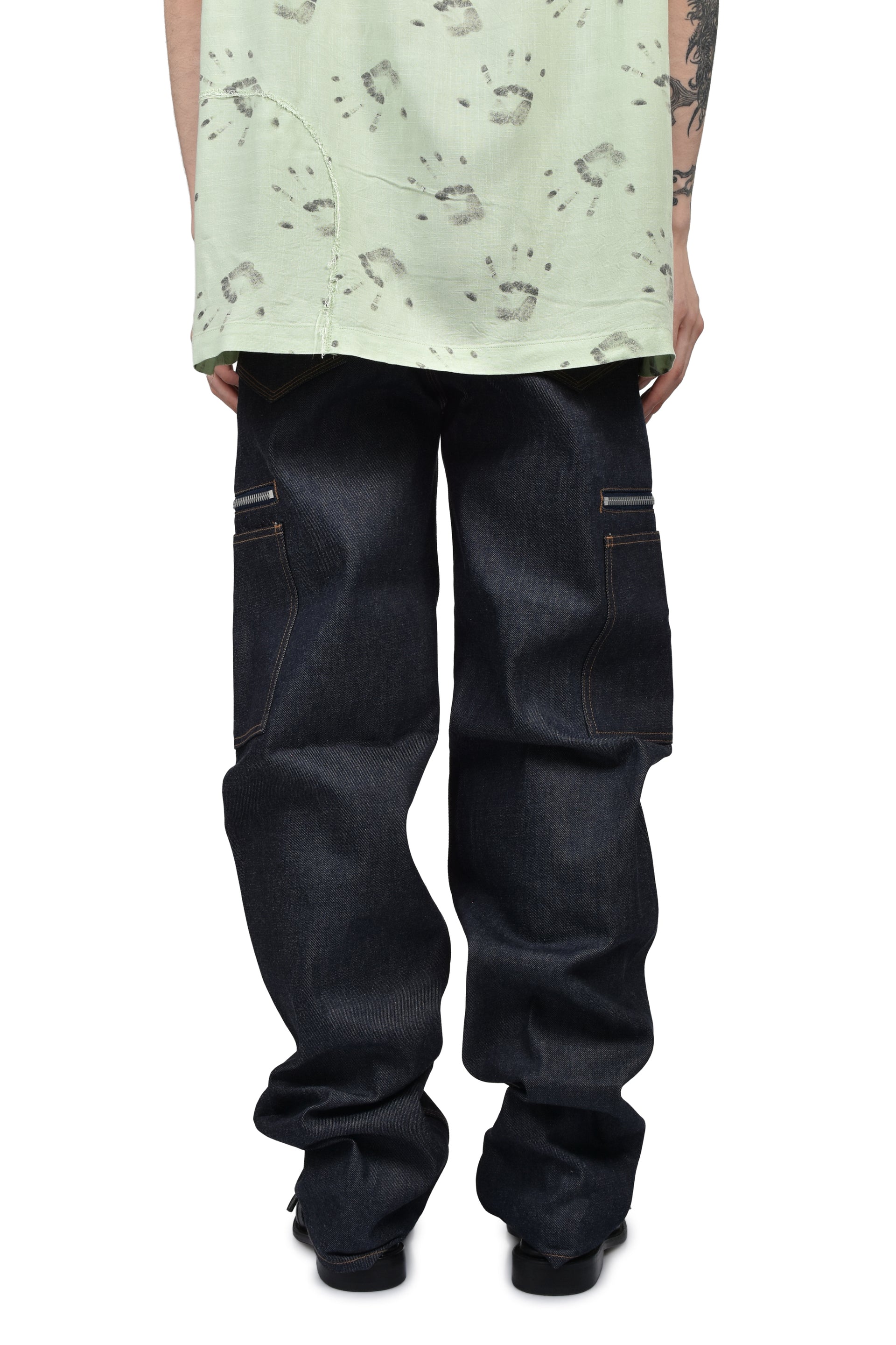 BLUE RAW JAPANESE DENIM ZIP POCKET WORK JEAN / RAW BLU