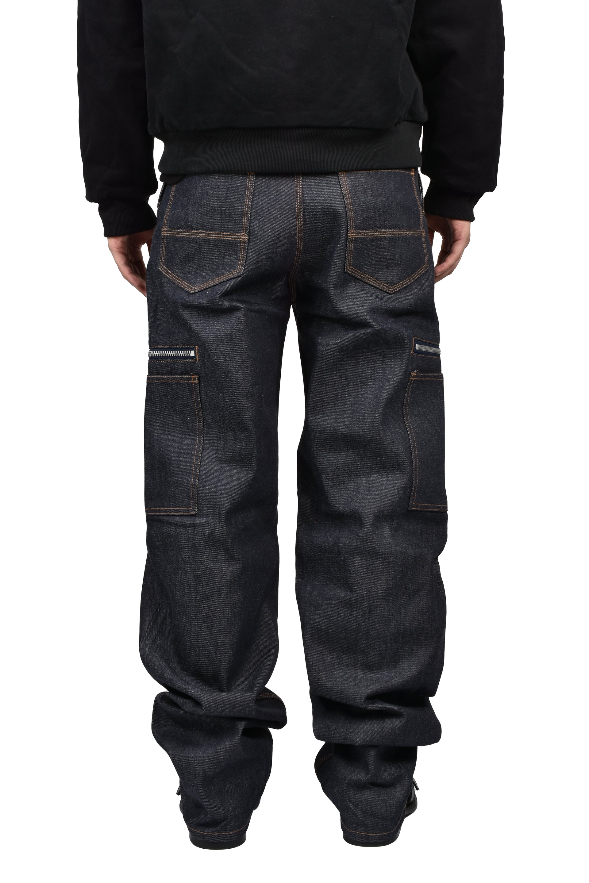 BLUE RAW JAPANESE DENIM ZIP POCKET WORK JEAN / RAW BLU