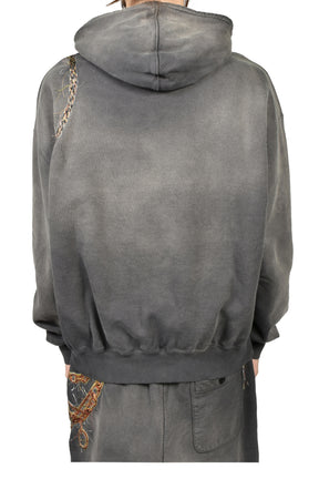 TROMPE L'OEIL EMBROIDERY HOODIE / BLK