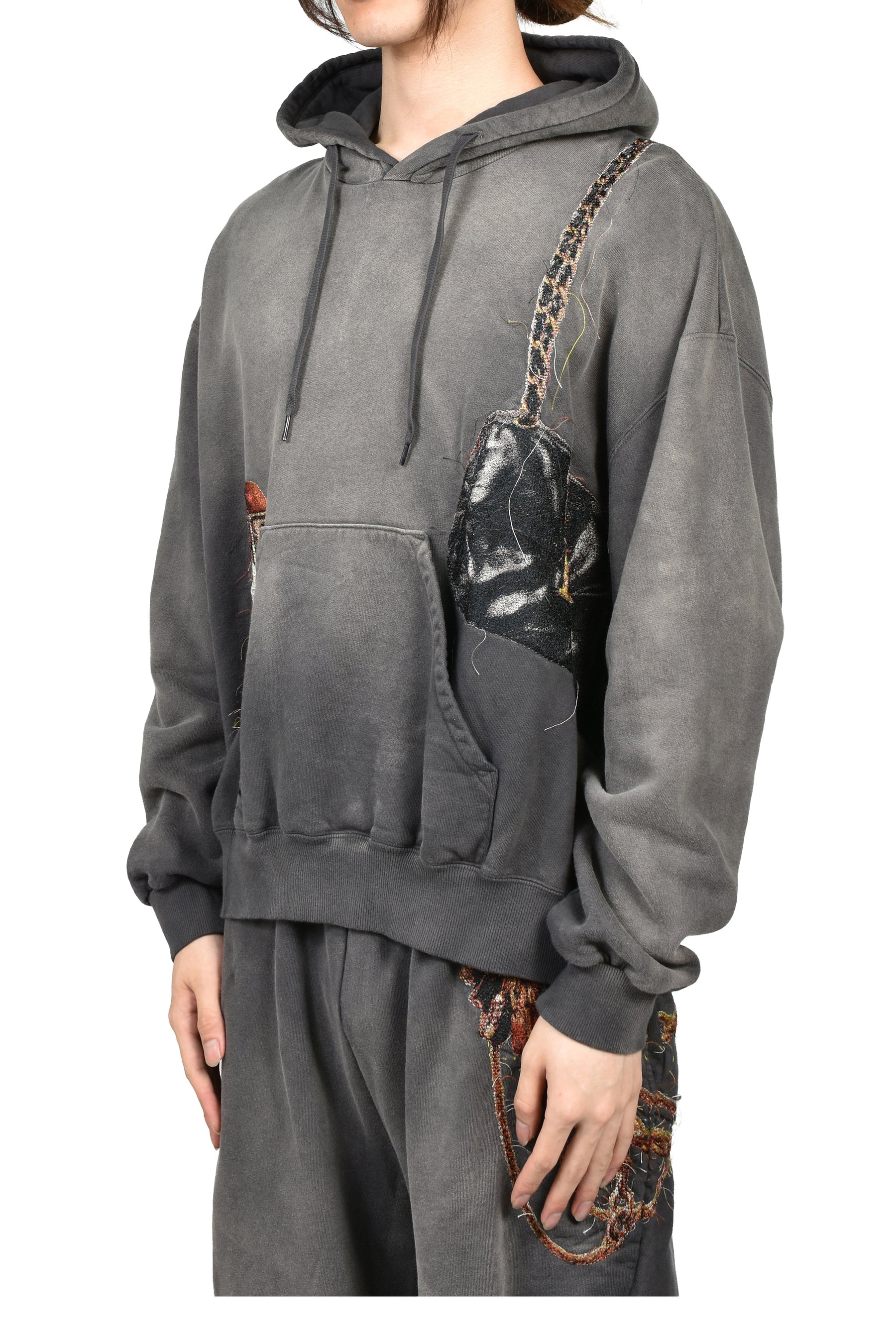 TROMPE L'OEIL EMBROIDERY HOODIE / BLK