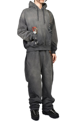 TROMPE L'OEIL EMBROIDERY HOODIE / BLK