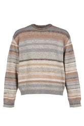 STRIPED CREWNECK SWEATER KNIT / BRN