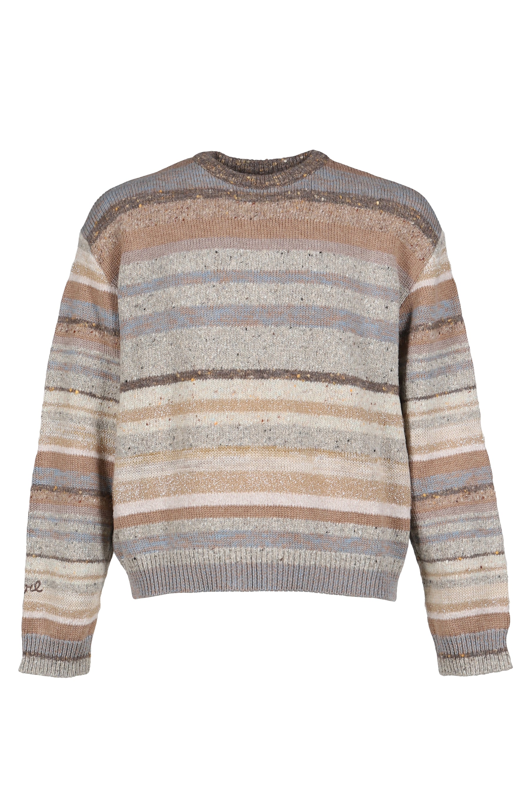 STRIPED CREWNECK SWEATER KNIT / BRN