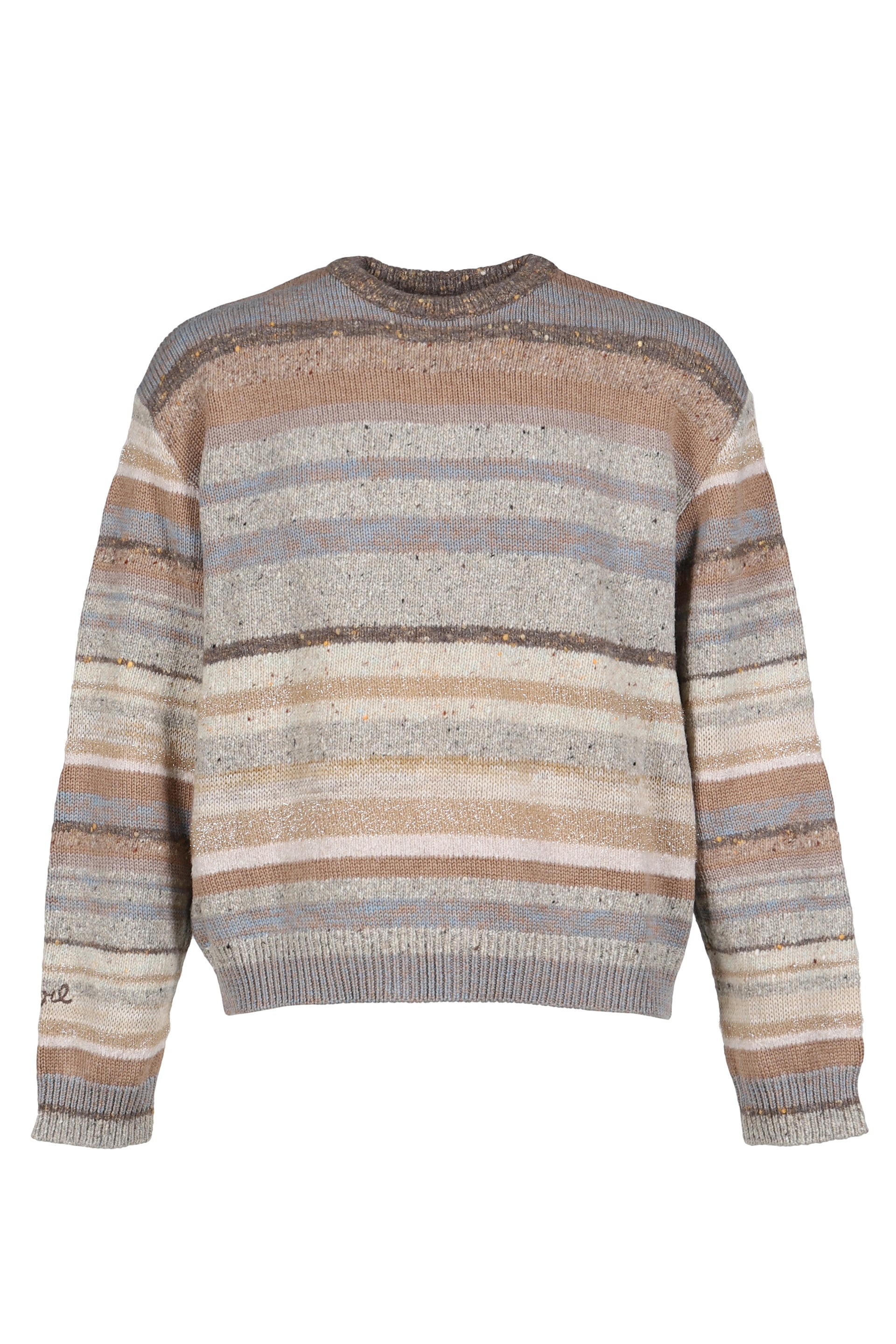 STRIPED CREWNECK SWEATER KNIT / BRN