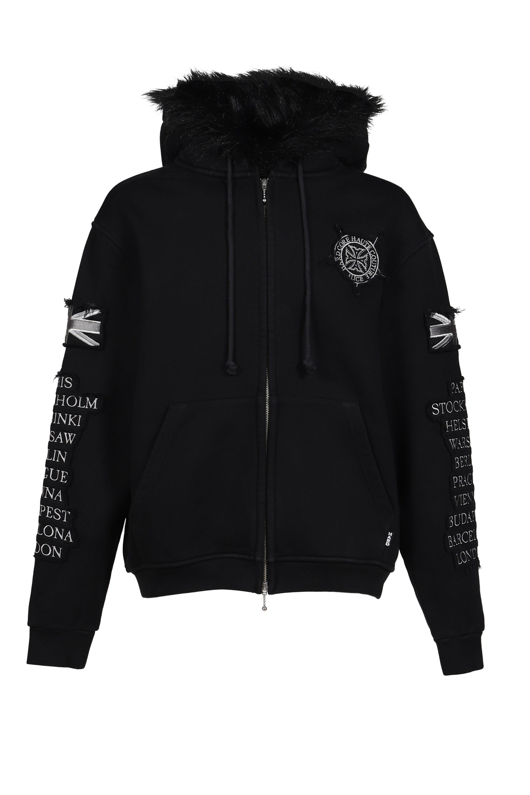 EUROTRIP PATCHED ZIP HOODIE / BLK