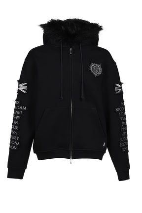 EUROTRIP PATCHED ZIP HOODIE / BLK