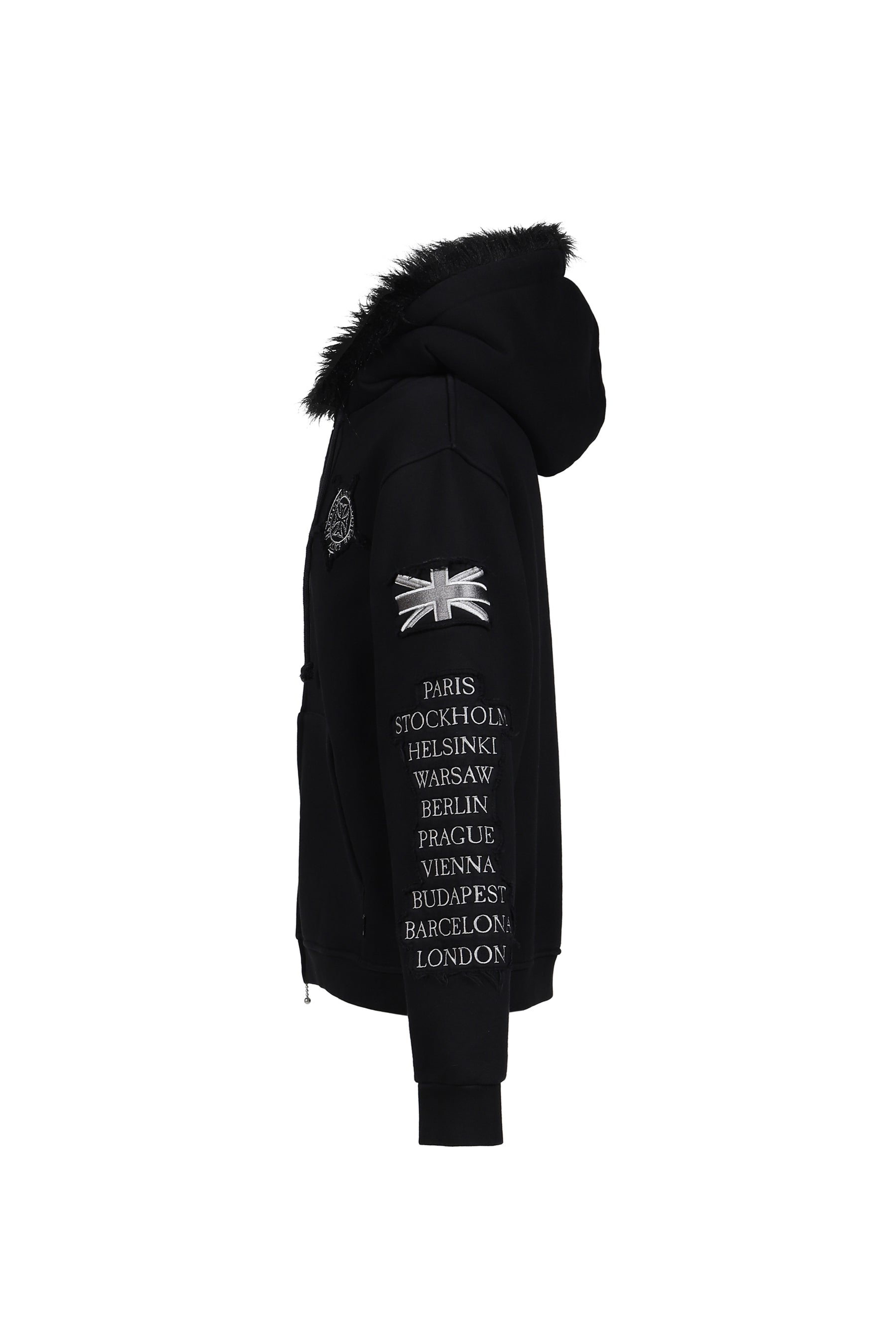 EUROTRIP PATCHED ZIP HOODIE / BLK