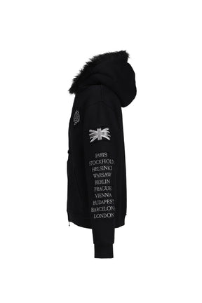 EUROTRIP PATCHED ZIP HOODIE / BLK