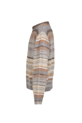 STRIPED CREWNECK SWEATER KNIT / BRN