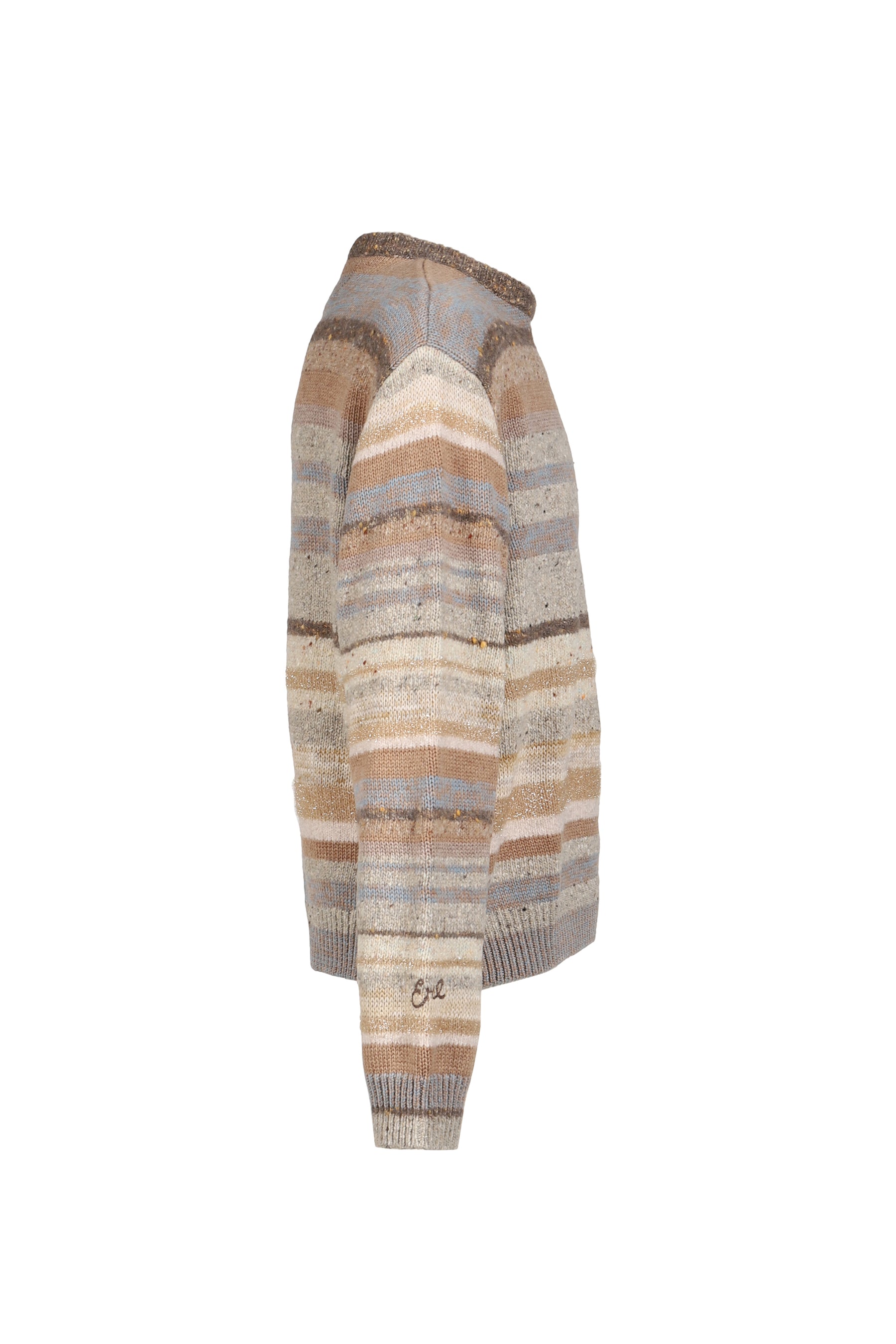 STRIPED CREWNECK SWEATER KNIT / BRN