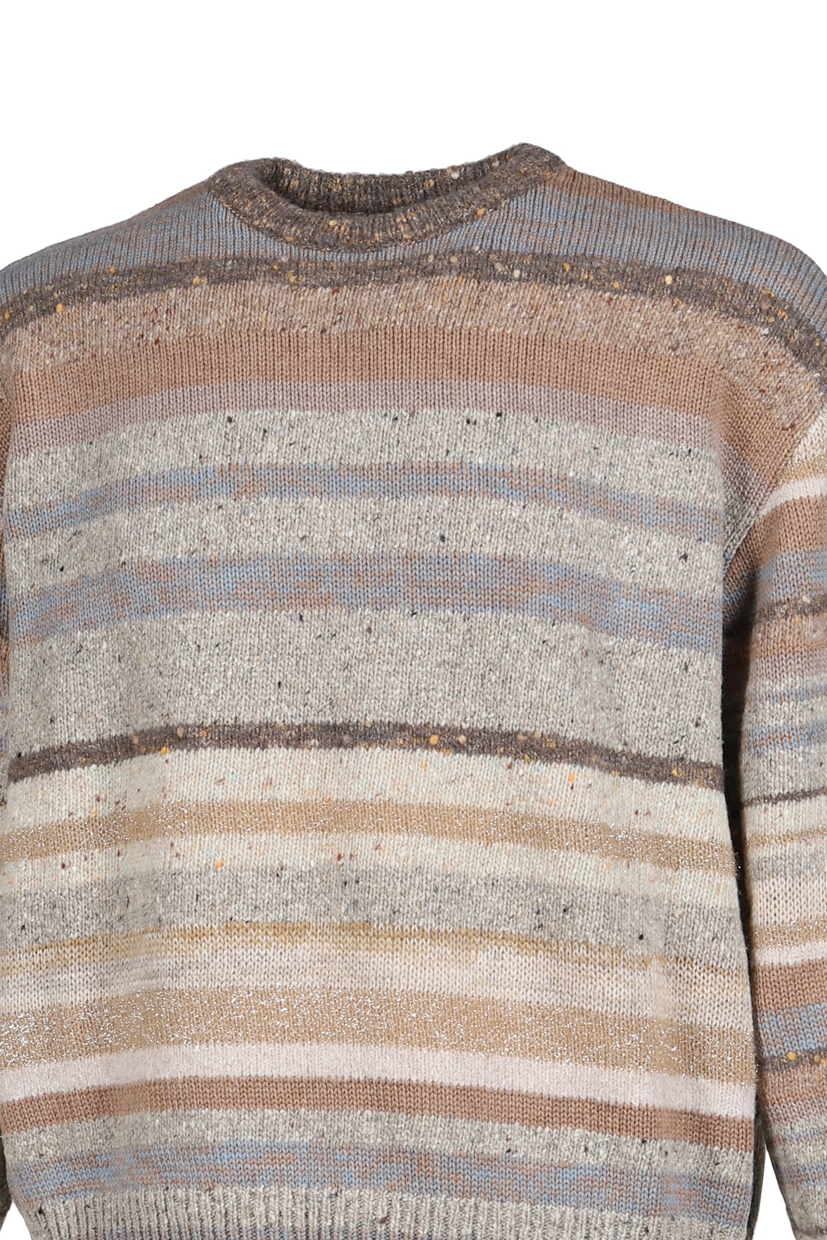 STRIPED CREWNECK SWEATER KNIT / BRN