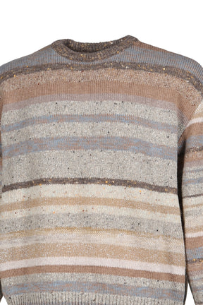 STRIPED CREWNECK SWEATER KNIT / BRN