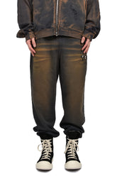 TC TWO TONE WASHED JOGGER PANTS / RUST BLK