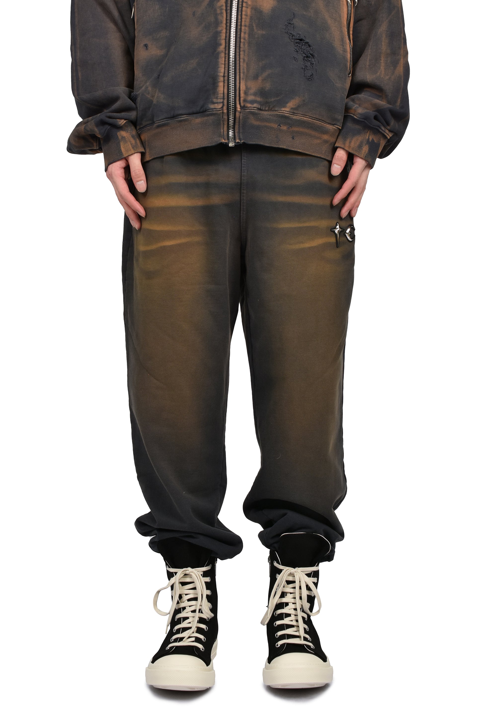 TC TWO TONE WASHED JOGGER PANTS / RUST BLK