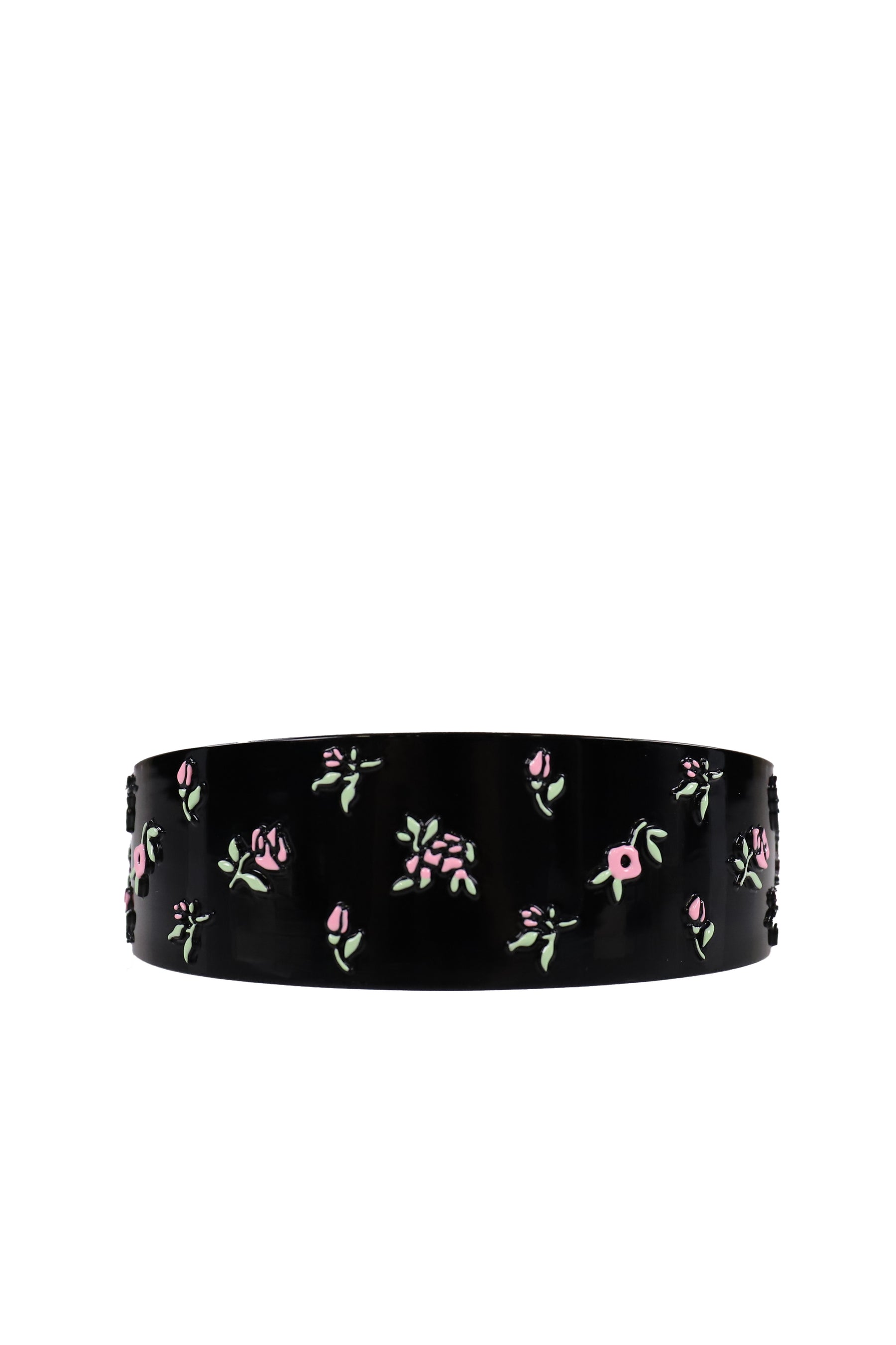 HAND-PAINTED FLORAL WIDE HAIR BAND / BLK