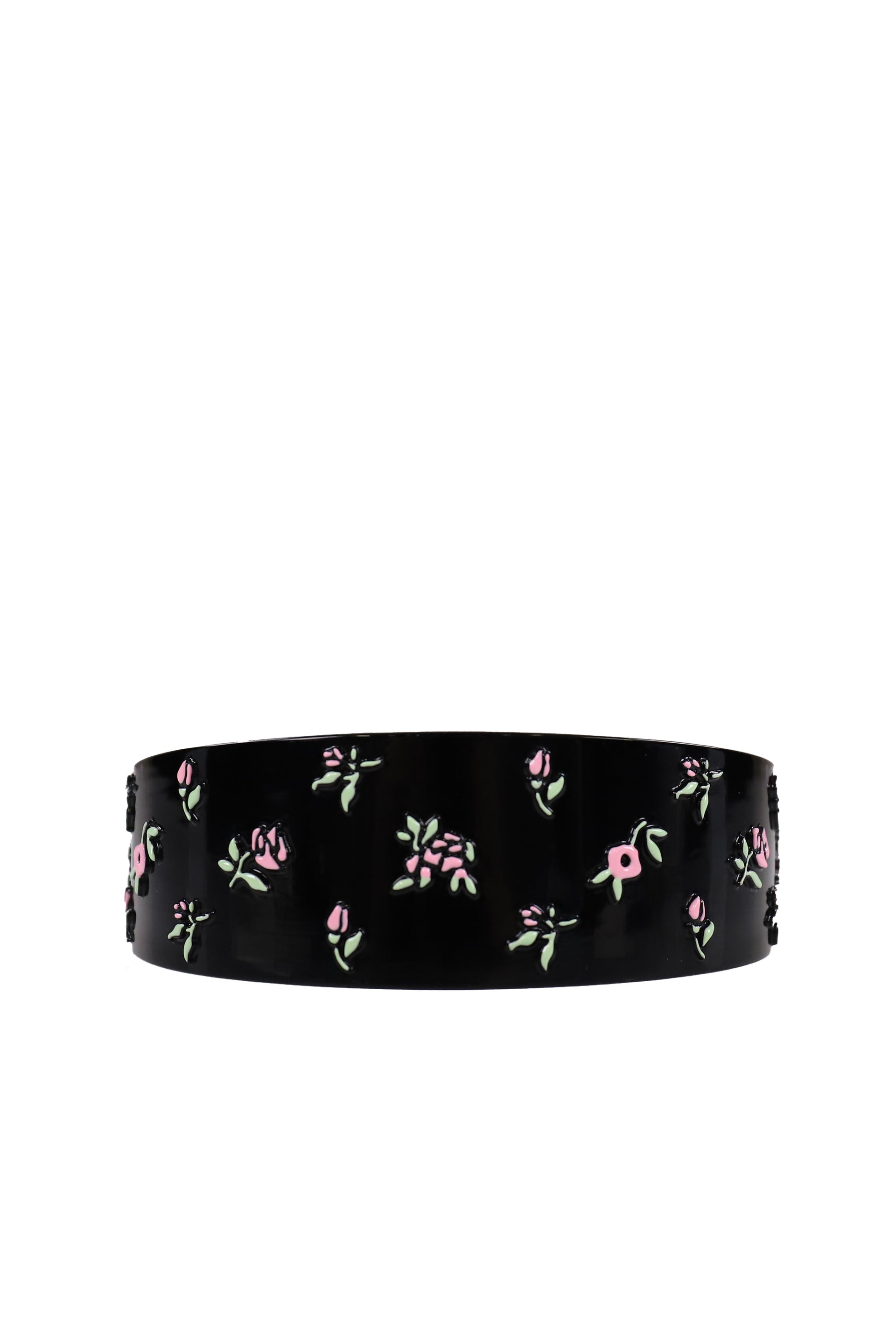 HAND-PAINTED FLORAL WIDE HAIR BAND / BLK