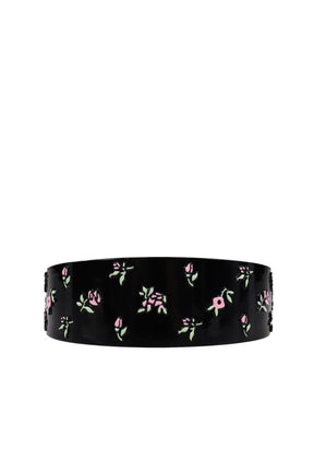 HAND-PAINTED FLORAL WIDE HAIR BAND / BLK