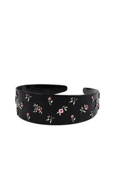 HAND-PAINTED FLORAL WIDE HAIR BAND / BLK