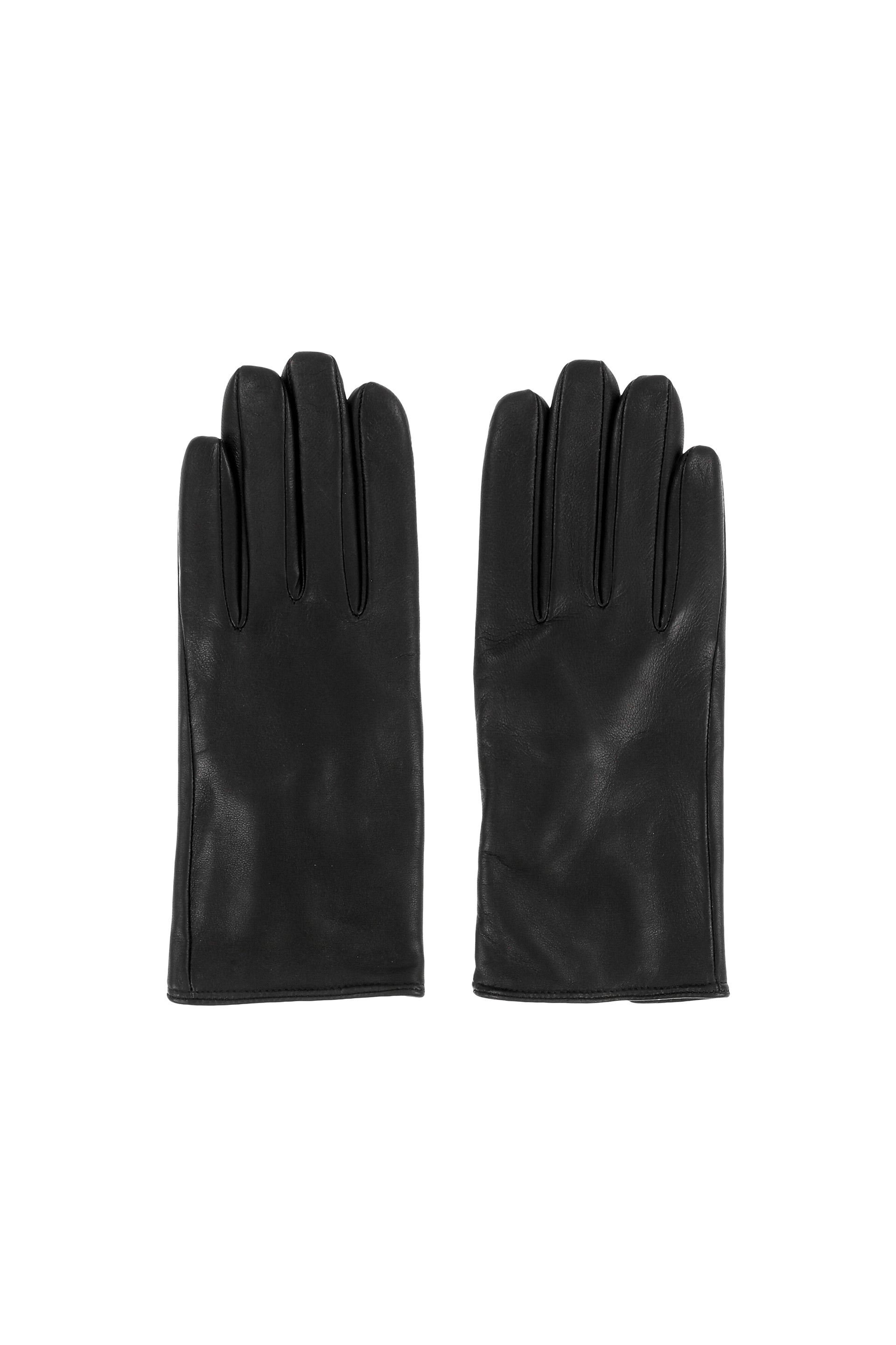 CASHMERE LINED LEATHER GLOVES / BLK LEATHER