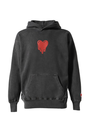 HEART CARTOON HOODIE / BLK