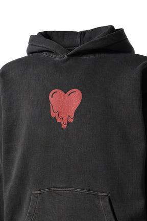 HEART CARTOON HOODIE / BLK