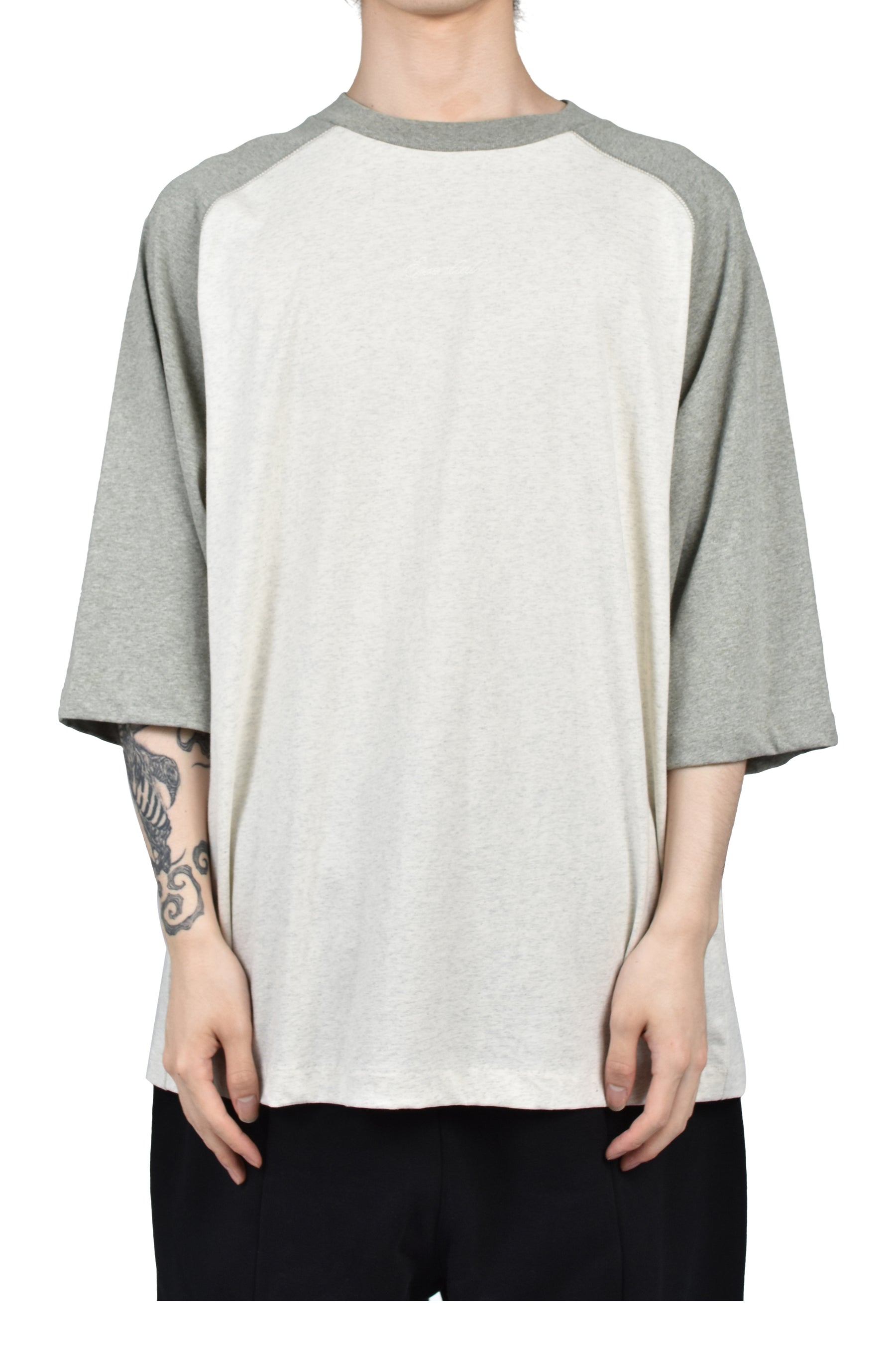 SIGNATURE BASEBALL TEE / OATMEAL/CONCRETE HEATHER