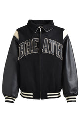 ARCH LOGO VERSITY JACKET / BLK WHT