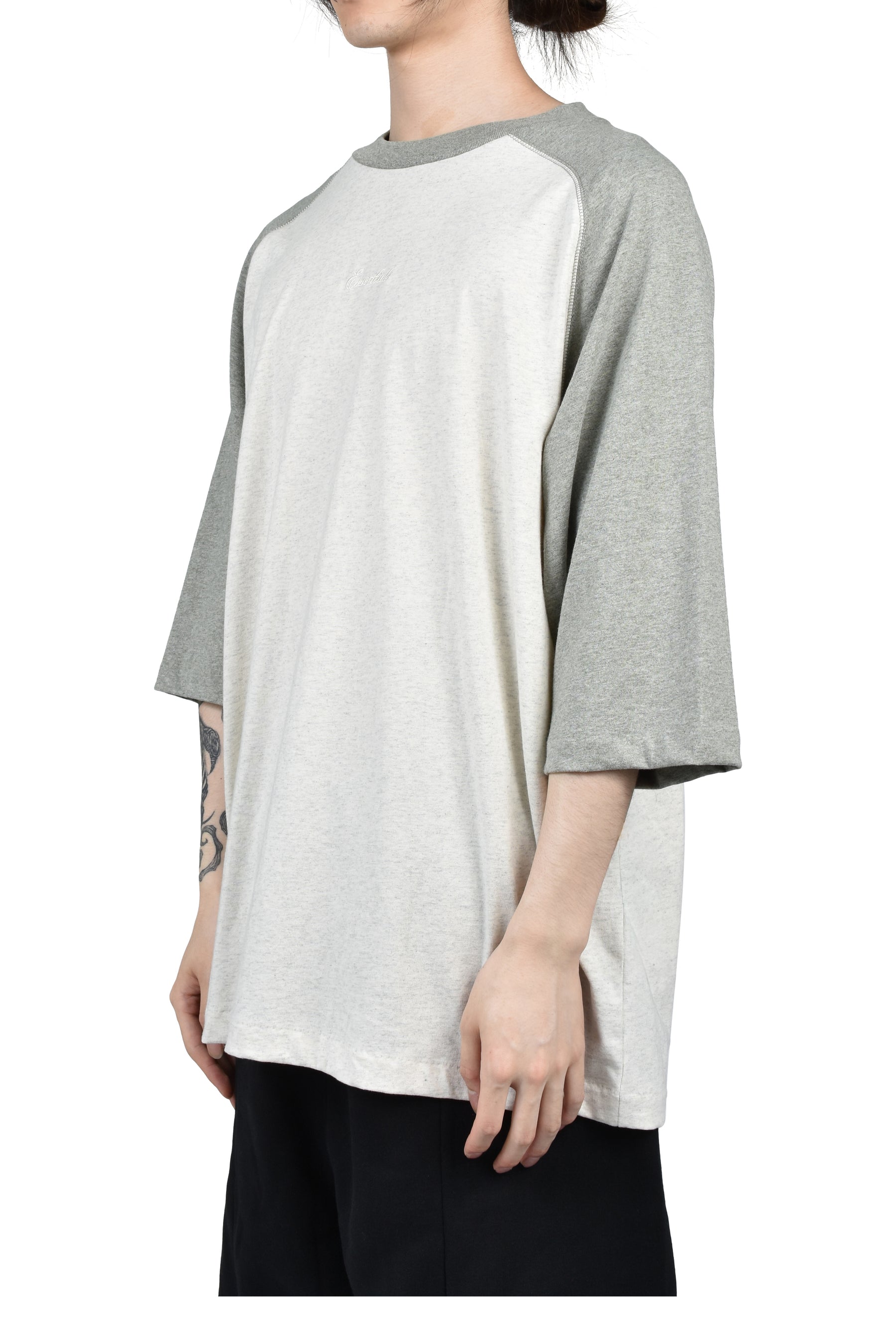 SIGNATURE BASEBALL TEE / OATMEAL/CONCRETE HEATHER