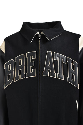 ARCH LOGO VERSITY JACKET / BLK WHT