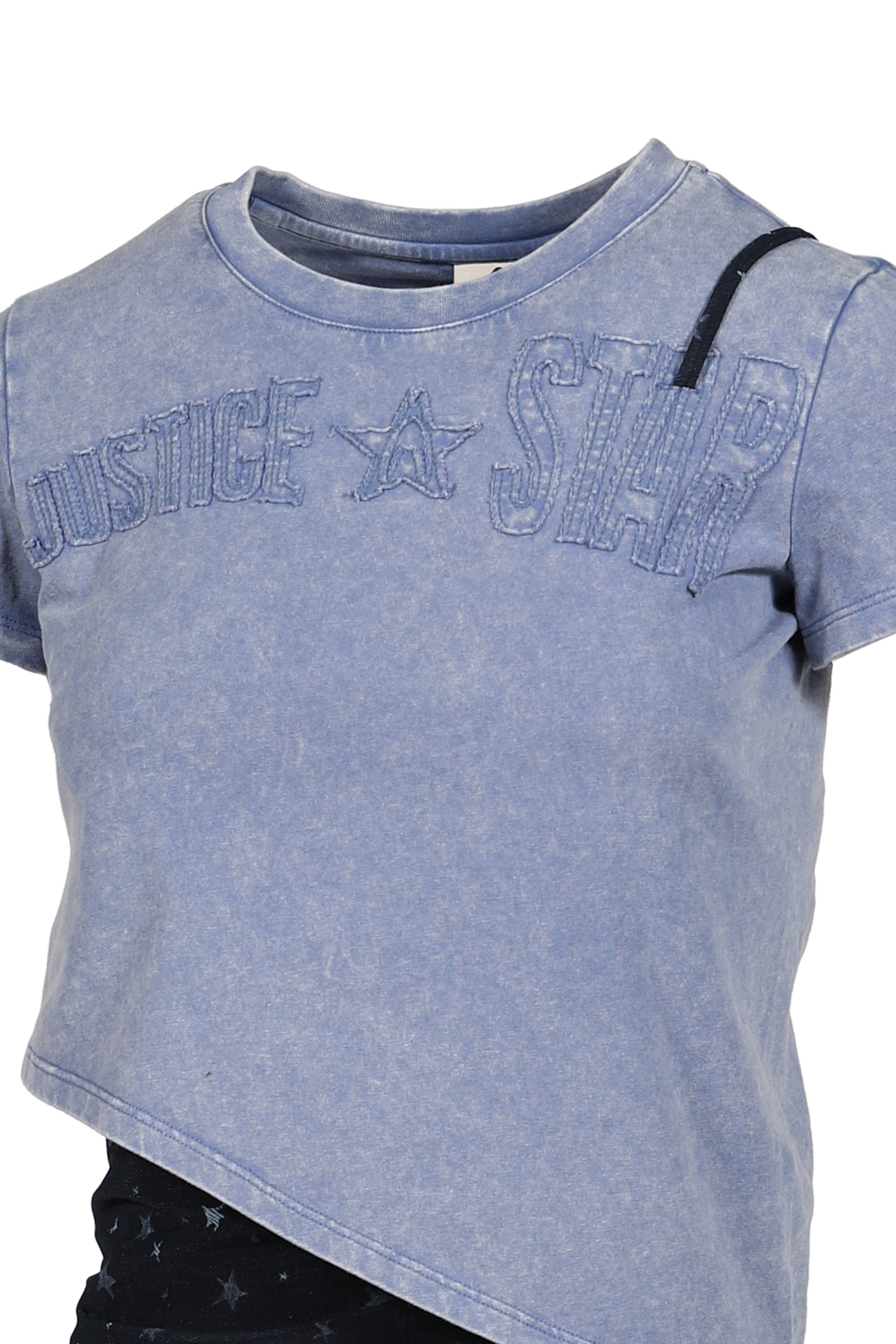 LAYERED DECONSTRUCTED TWO-PIECE SHORT-SLEEVED TOP / BLU