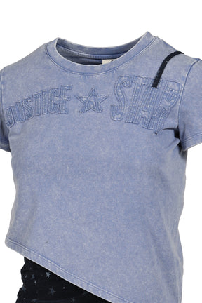 LAYERED DECONSTRUCTED TWO-PIECE SHORT-SLEEVED TOP / BLU