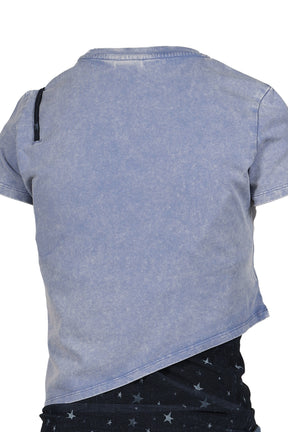 LAYERED DECONSTRUCTED TWO-PIECE SHORT-SLEEVED TOP / BLU