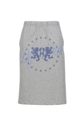 BADGE PRINTED VINTAGE LONG DRESS / GRY