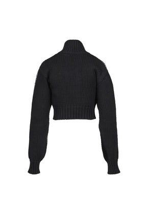 Zipper cardigan knit / black 