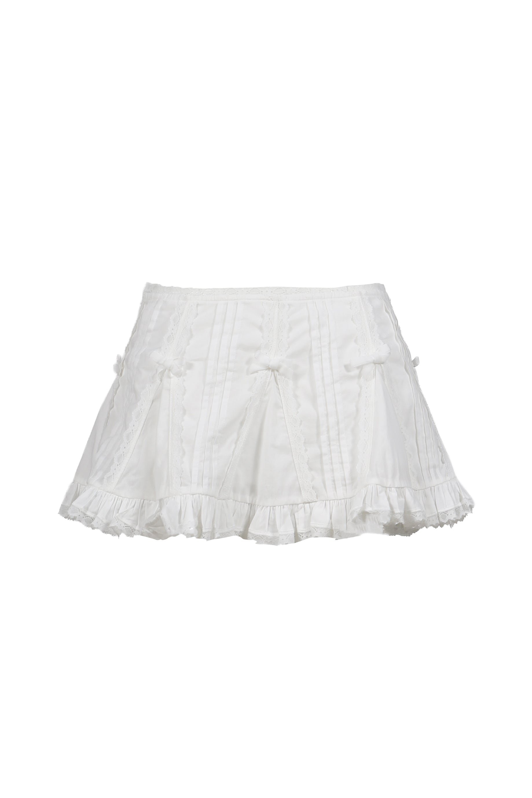 WHITE LACE TRIM COTTON MINI SKIRT / WHT