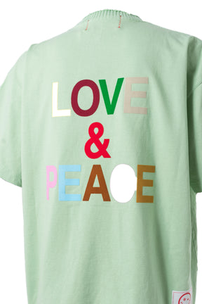 Perfect ribs BASIC SHORT SLEEVE T-SHIRTS "LOVE & PEACE" / L.GRN