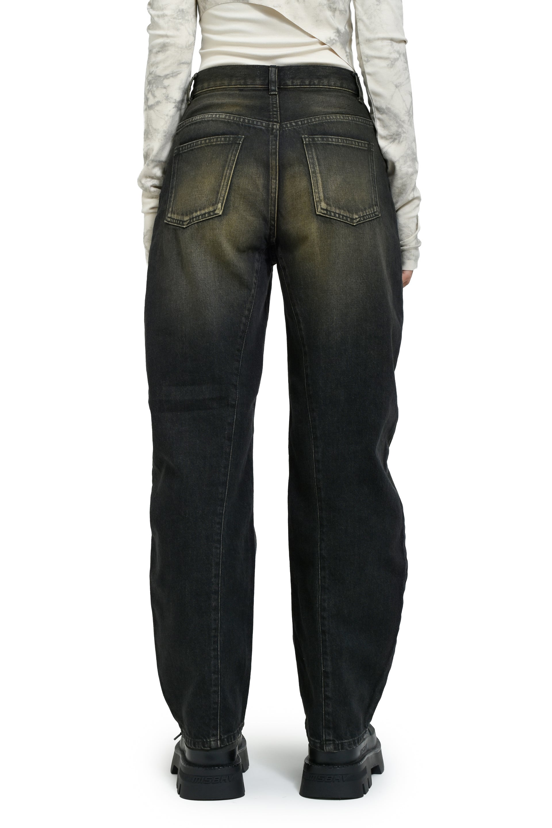 CURVED DENIM PANTS / BLK
