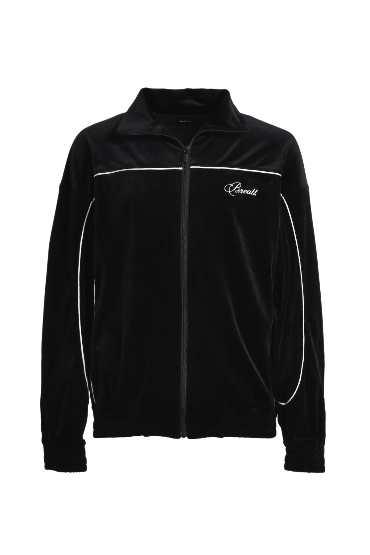 SCRIPT LOGO PIPING VELOUR JACKET / BLK