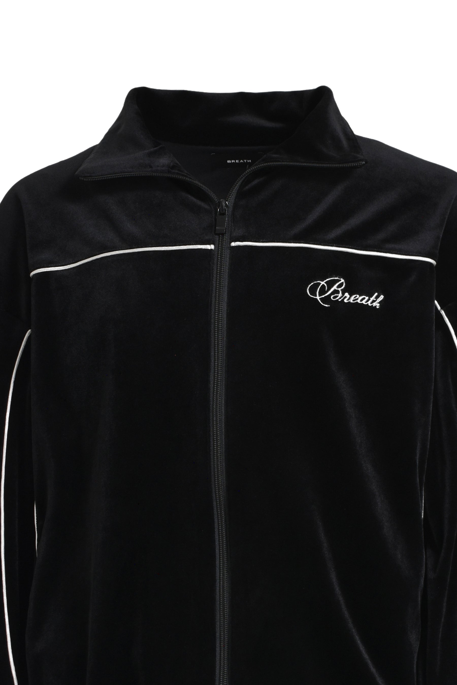 SCRIPT LOGO PIPING VELOUR JACKET / BLK