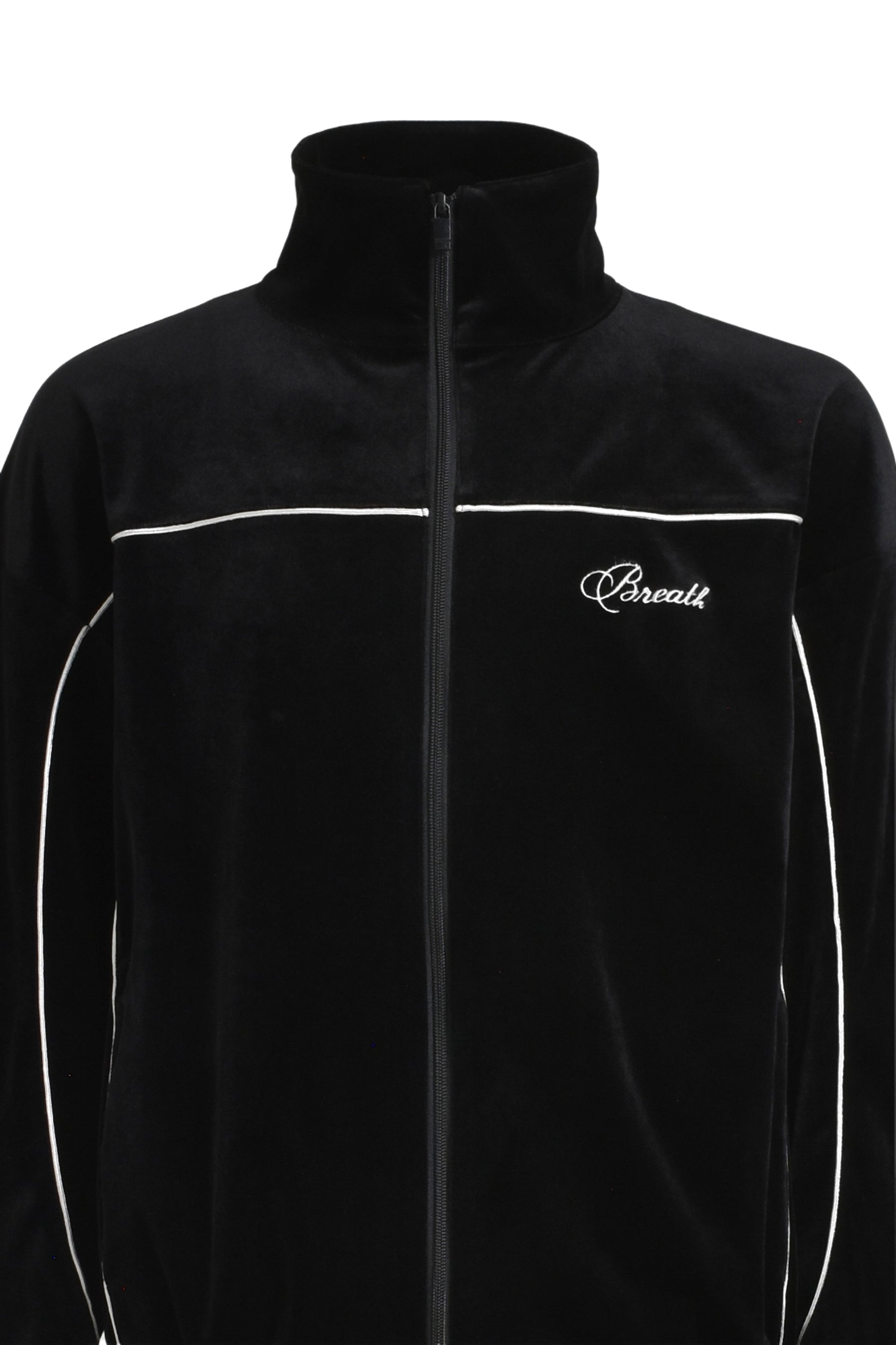 SCRIPT LOGO PIPING VELOUR JACKET / BLK