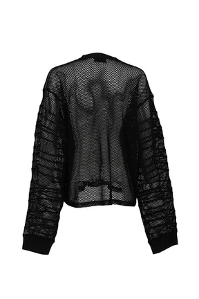 LOOSE SHADOW SLEEVE MESH PULLOVER / BLK 
