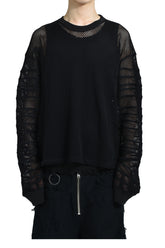 LOOSE SHADOW SLEEVE MESH PULLOVER / BLK 